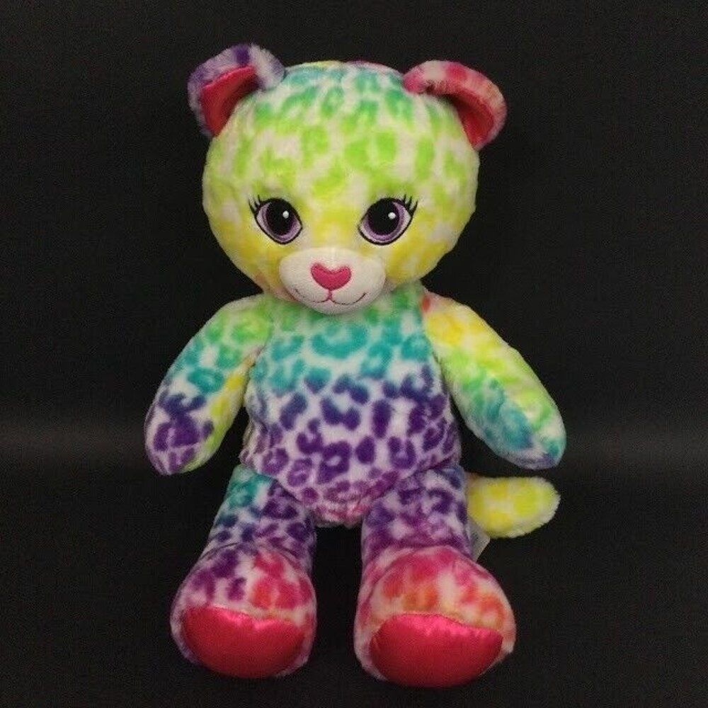 Build-A-Bear - Lisa Frank - Kitty Cat Leopard Plush - Ombre Rainbow Spots